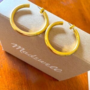 Madewell Gold Tone Hoop Earrings with Logo Box & Bag
